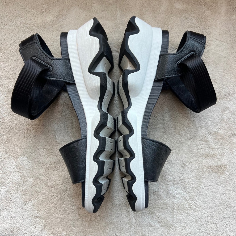 Sorel Black and White Platform Sport Sandals with Red Accent - Picture 6 of 15